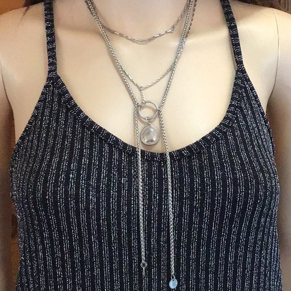 SILVER SPARKLE and BLACK KNIT TANK TOP - Picture 4 of 12